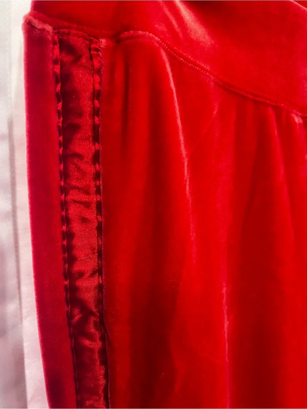 Nike Red Velour Wide-Leg Pants with Side Stripe Trim